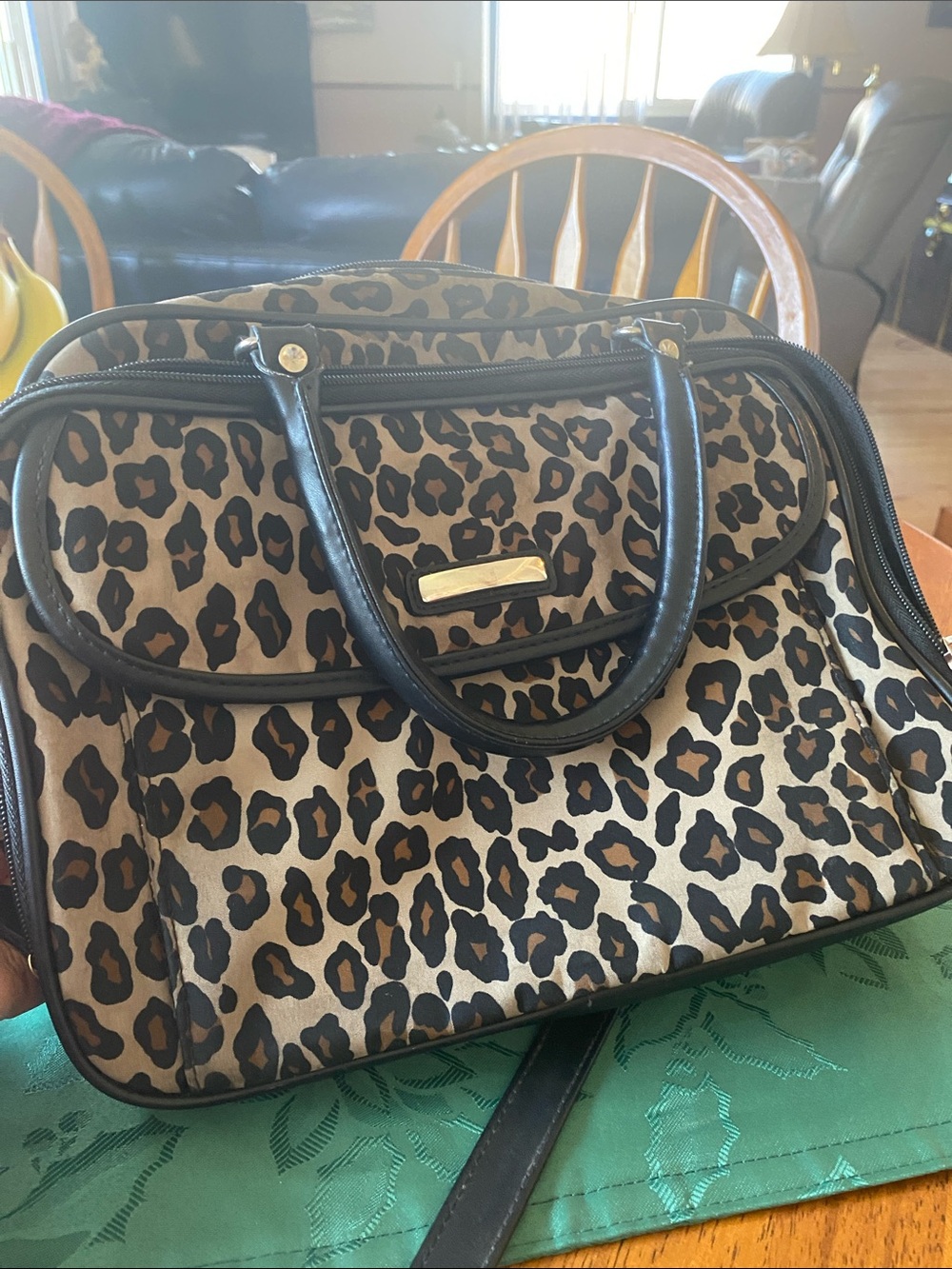 Leopard Print Purse Tote Bag - Brown/Black
